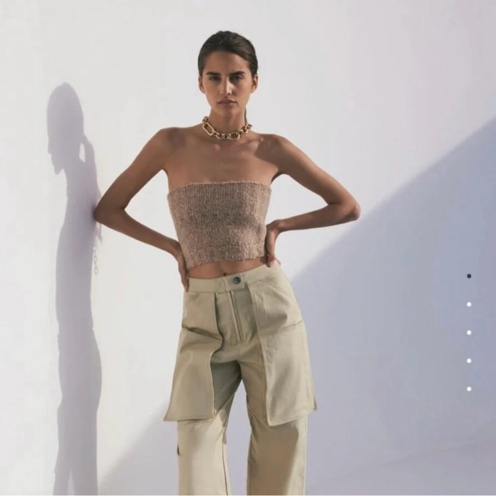 Cult Gaia Azlyn Light Camel Tan Crop Top, NWOT